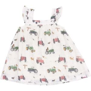 Angel Dear Tractor Farm Pinafore & High Waisted Diaper Cover 3-6M